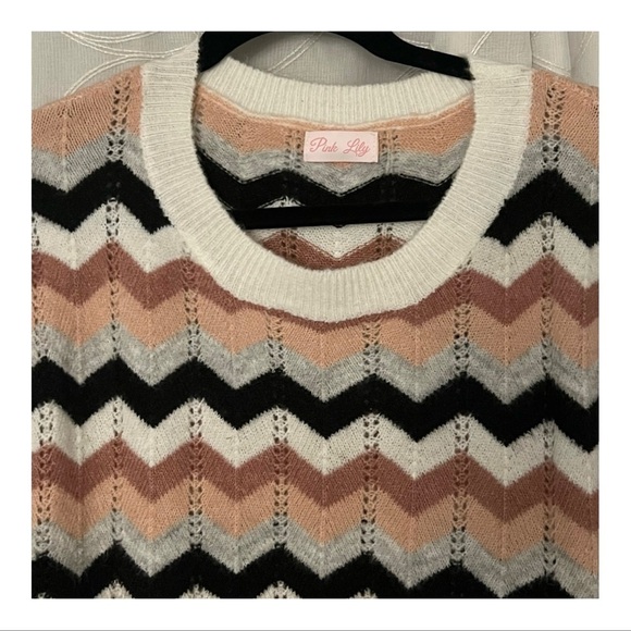 Pink Lily Chevron Sweater Dress, Size Medium - Picture 3 of 6